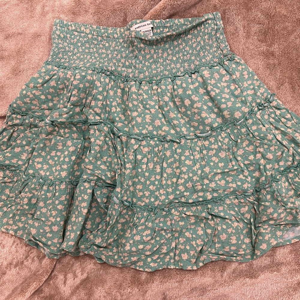 American Eagle Green Floral Skirt